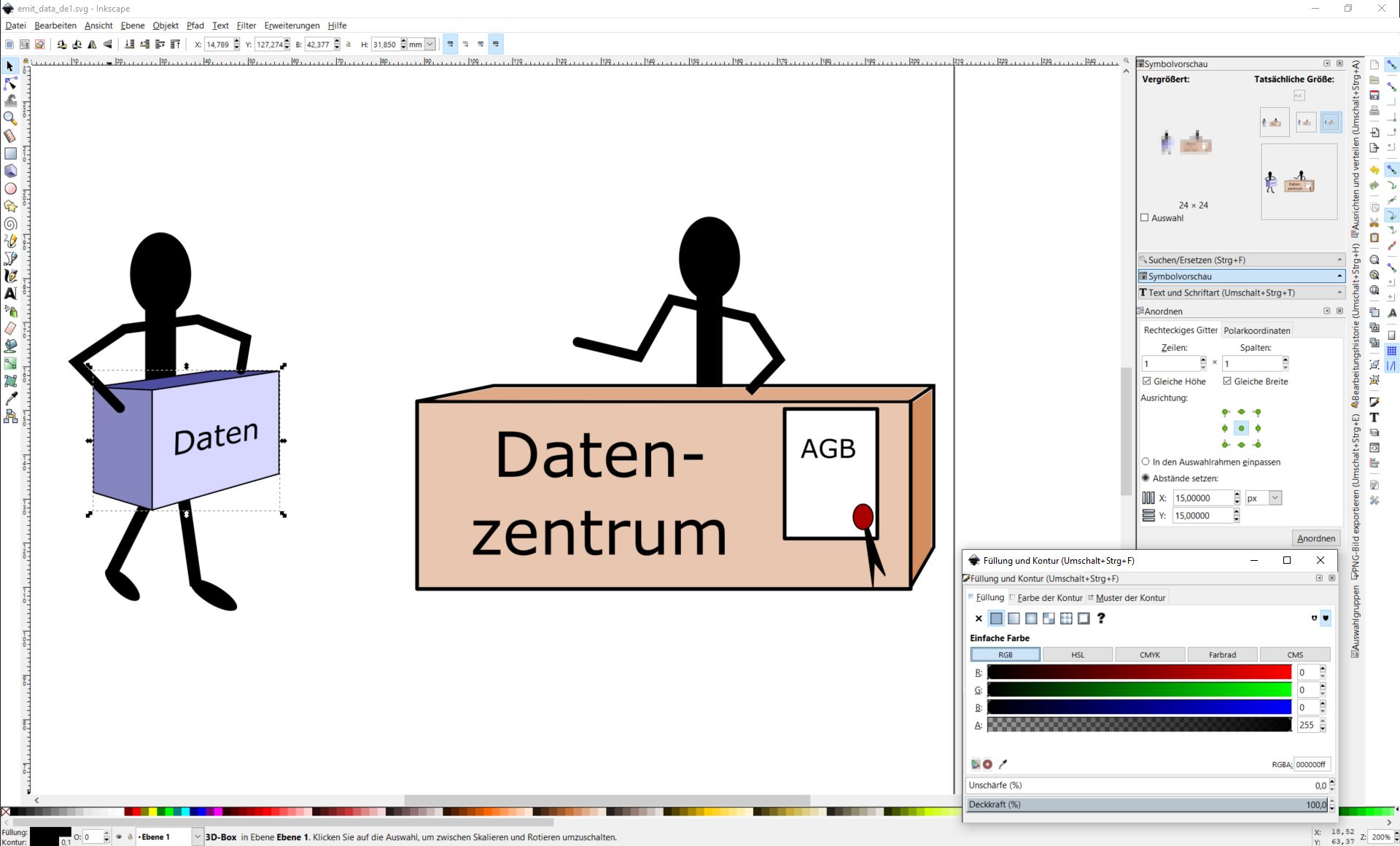 Grafische Benutzeroberfläche des freien Grafikprogramms Inkscape