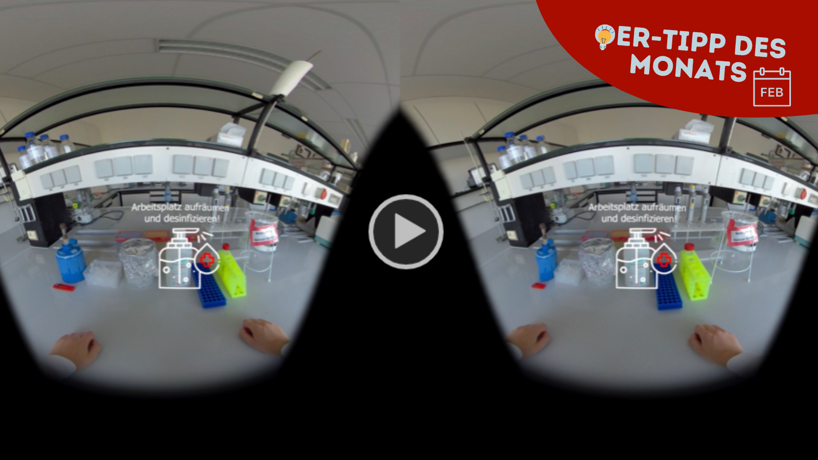 OER-Tipp des Monats FEB: Screenshot aus 3D-Video, Laborarbeitsplatz