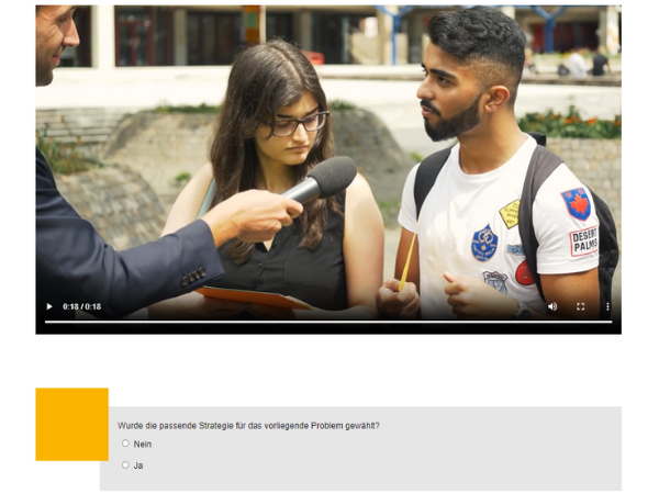 Screenshot aus einem Video des Kurses Lernstrategien mit anschließender Multiple-Choice-Frage